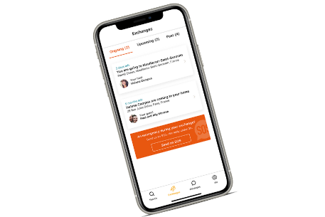 Die HomeExchange-App verwaltet Ihr Profil und Ihre Austausche